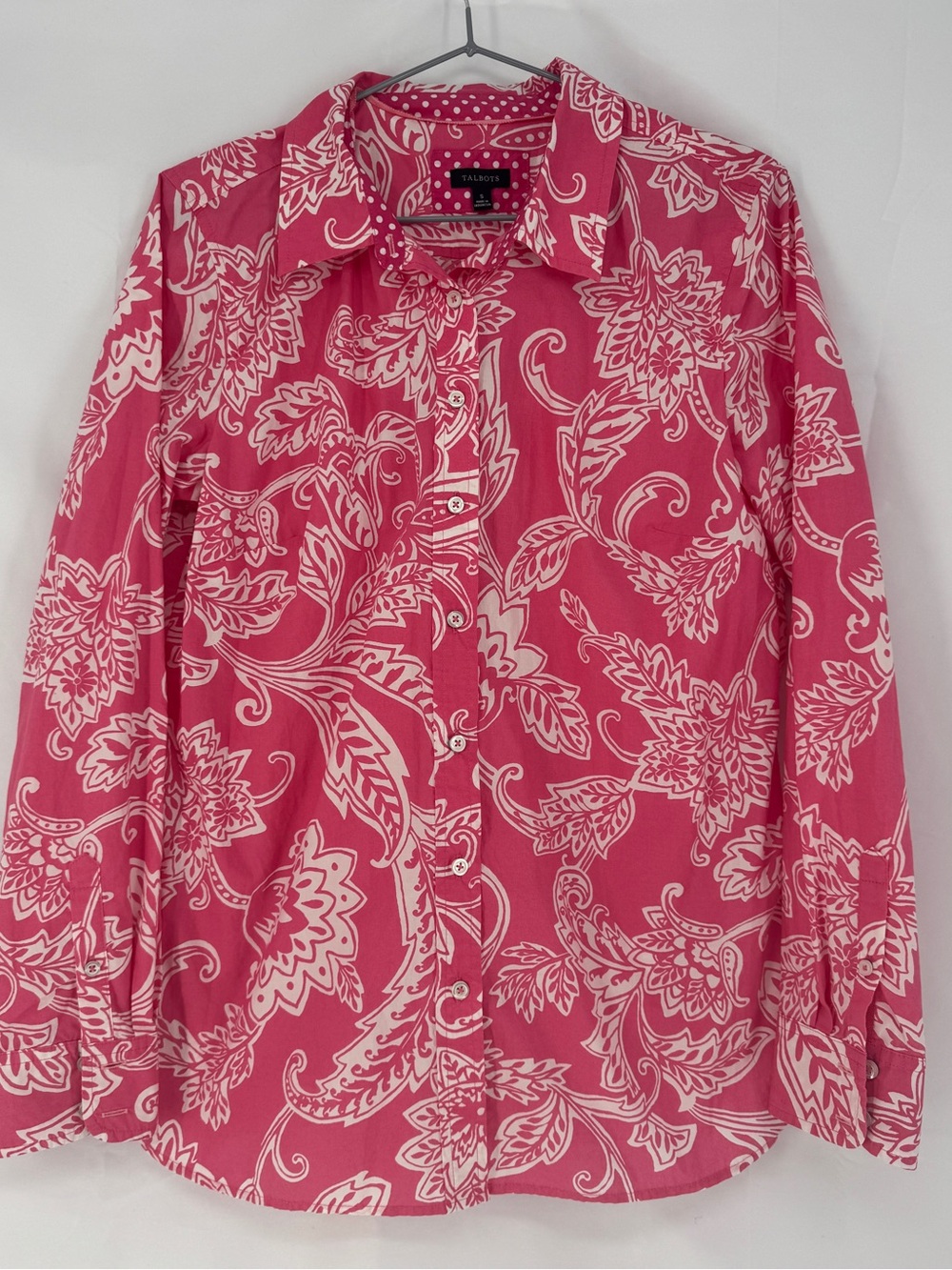 Talbots Pink and White Paisley Floral Button-Down Shirt 0031
